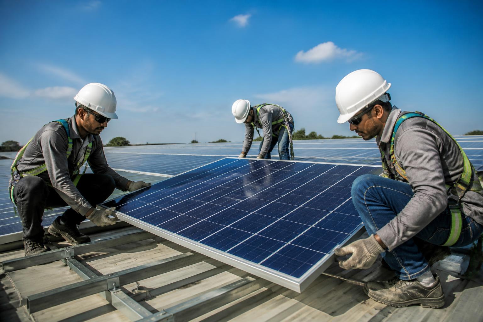 Solar panels being installed on site
